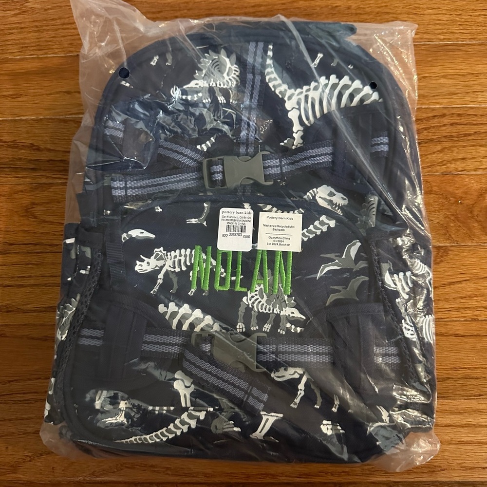 Nwt!! PotteryBarn Kids || Mini Glow in the dark Dino Backpack NOLAN